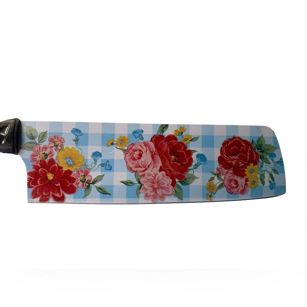 PIONEER WOMAN Floral Sweet Rose Knife Red Handle Kitchen Cooking Cutlery Tool